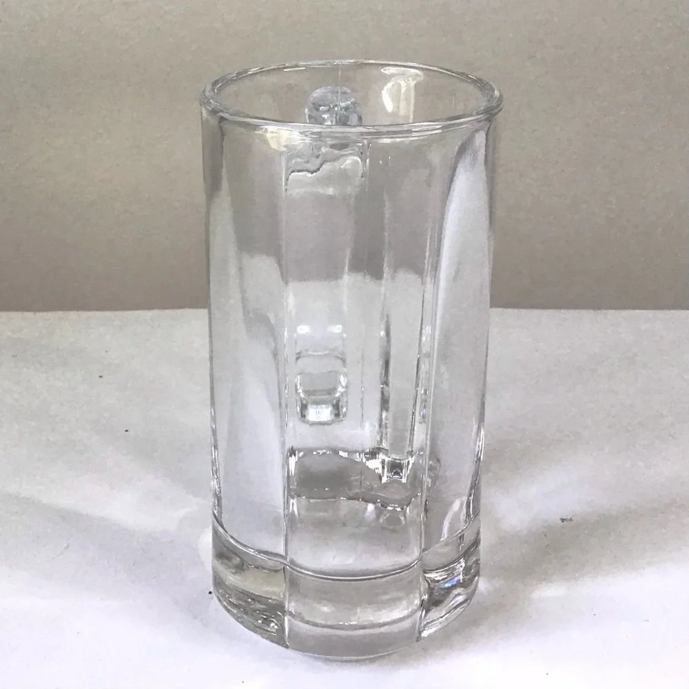 Vintage 80s Libbey Clear Glass Beer Stein Heavy 6-Panel Mug Thumb Rest Handle